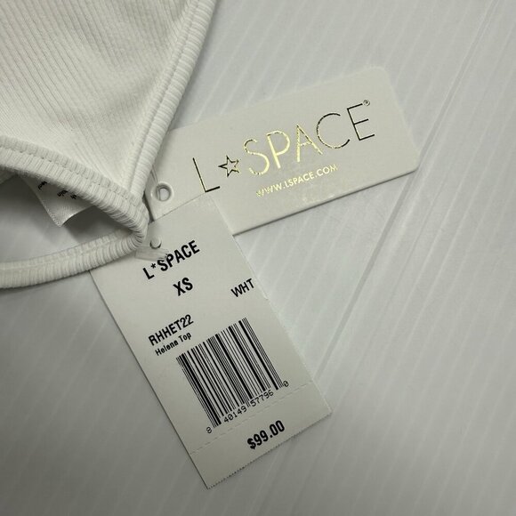L Space Bikini Top Ribbed Women's White Wired Front Helena Size XS Pool Vacay - Picture 10 of 11